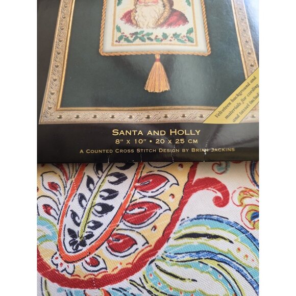 Vintage L-25 NEW 2002 DIMENSIONS GOLD NUGGETS CROSS-STITCH KIT ”SANTA & HOLLY” - Picture 2 of 7